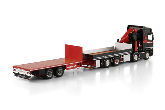 SCANIA R HIGHLINE CR20H RIGED FLATBED TRUCK 8X2 TAG AXLE RIGED FLATBED TRUCK DRAWBAR TRAILER - 6 AXLE WITH PALFINGER PK 370 TEC